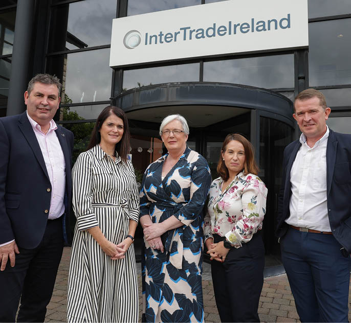 Press Eye Northern Ireland  Tuesday 20th August 2024   Photo by Kelvin Boyes  / Press Eye    L-R: Aidan Doherty, Managing Director MOAT Consultants, Caroline Sweeney, Trade Manager InterTradeIreland, Siobhan Caulfield, Project Manager InterTradeIreland, Margaret Dineen, CEO & founder Blue Sky Food Consulting, Aidan Farnan, Director MOAT Consultants.