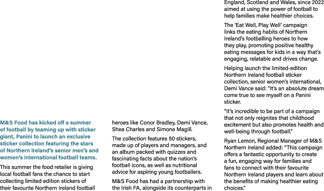 M&S Food has kicked off a summer of football by teaming up with sticker giant, Panini to launch an exclusive sticker ...