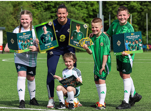 M&S Food has kicked off a summer of football by teaming up with sticker giant Panini to launch an exclusive sticker collection featuring the stars of Northern Ireland's senior men’s and women’s international football teams. The food retailer is giving local football fans the chance to start collecting limited edition stickers of their favourite Northern Ireland football heroes like Conor Bradley, Demi Vance, Shea Charles and Simone Magill.  Helping launch the limited edition Northern Ireland football sticker collection is senior women's international Demi Vance alongside aspiring young footballers Rosa Wallwin, Lara Fox, Jude Forsythe and Rueben Lemon.  