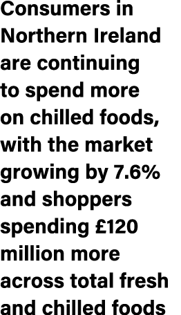 Consumers in Northern Ireland are continuing to spend more on chilled foods, with the market growing by 7.6% and shop...