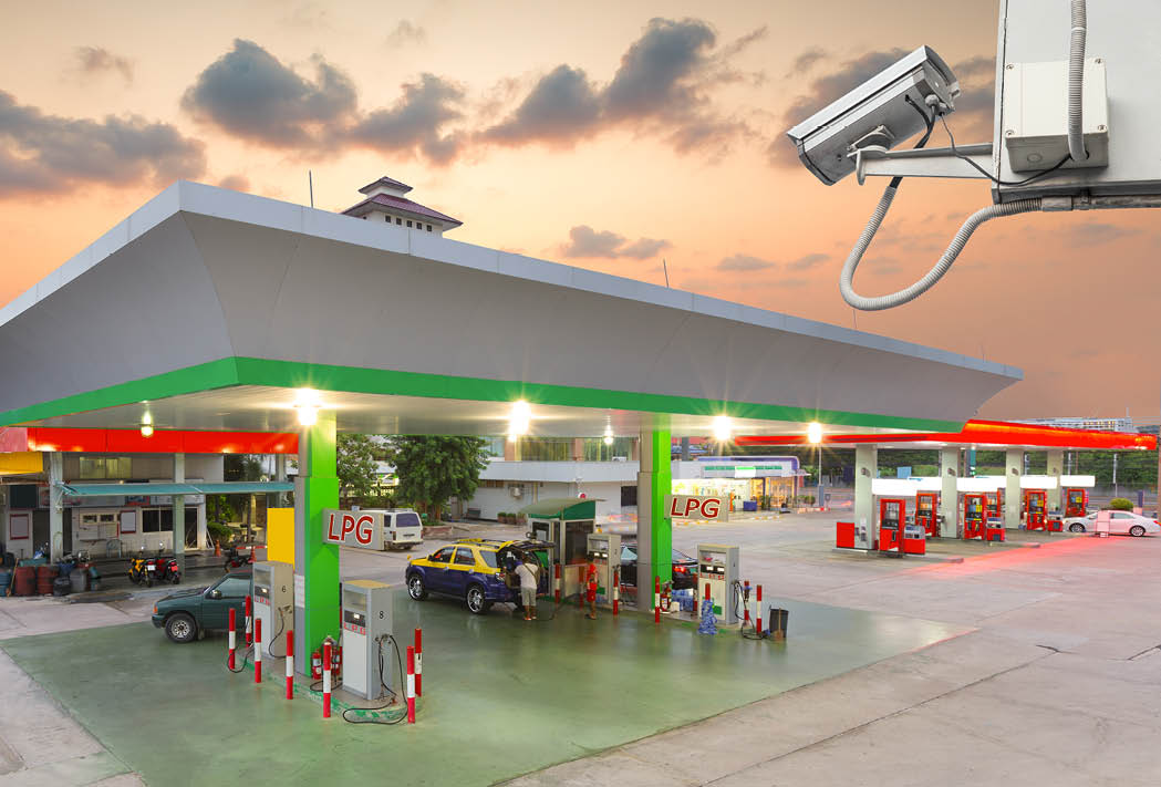 Closed Circuit Television camera monitoring LPG (Liquid Petroleum Gas) filling station - cheaper gasoline alternative.