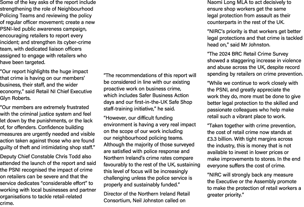 Some of the key asks of the report include strengthening the role of Neighbourhood Policing Teams and reviewing the p...