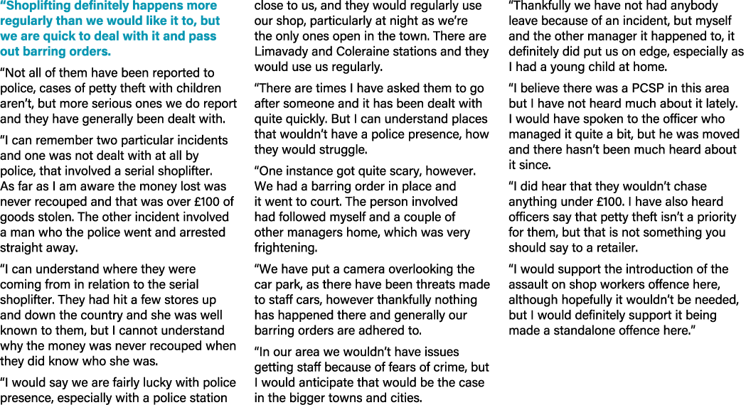 “Shoplifting definitely happens more regularly than we would like it to, but we are quick to deal with it and pass ou...