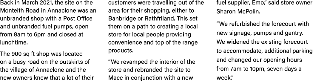 Back in March 2021, the site on the Monteith Road in Annaclone was an unbranded shop with a Post Office and unbranded...