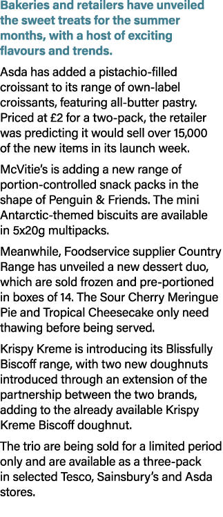 Bakeries and retailers have unveiled the sweet treats for the summer months, with a host of exciting flavours and tre...