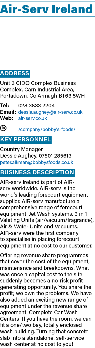 Air Serv Ireland Address Unit 3 CIDO Complex Business Complex, Carn Industrial Area, Portadown, Co Armagh BT63 5WH Te...