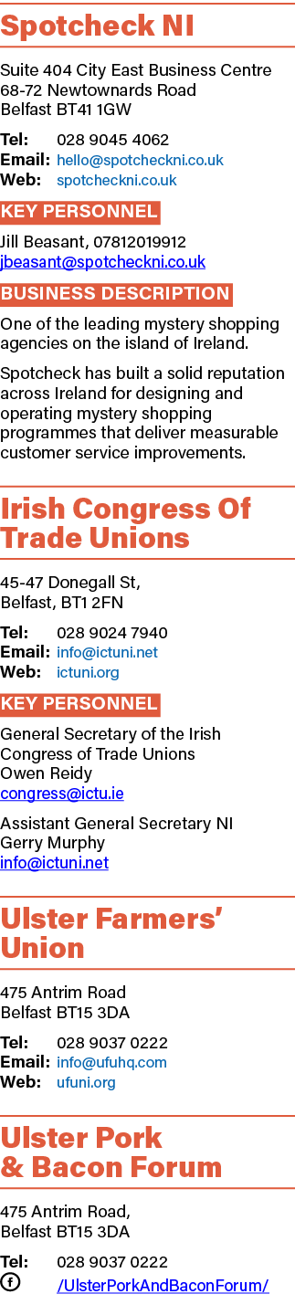 Spotcheck NI Suite 404 City East Business Centre 68 72 Newtownards Road Belfast BT41 1GW Tel: 028 9045 4062 Email: he...