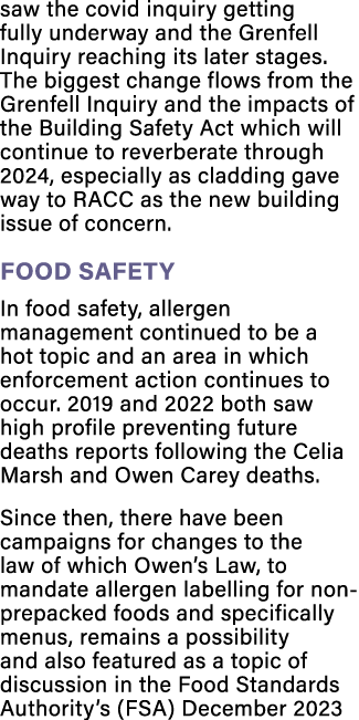 saw the covid inquiry getting fully underway and the Grenfell Inquiry reaching its later stages. The biggest change f...