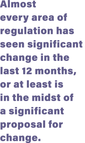 Almost every area of regulation has seen significant change in the last 12 months, or at least is in the midst of a s...