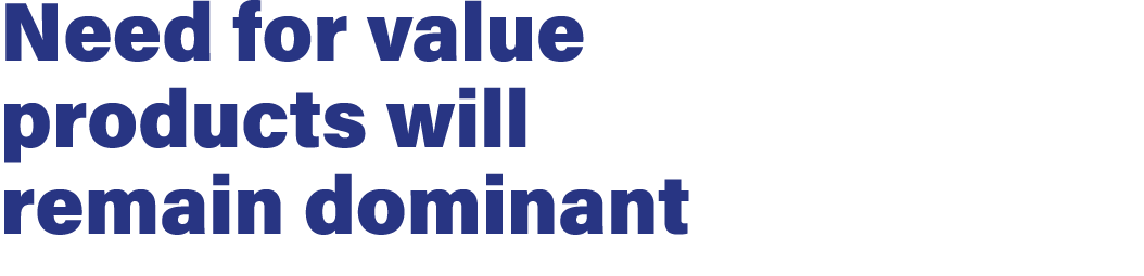Need for value products will remain dominant