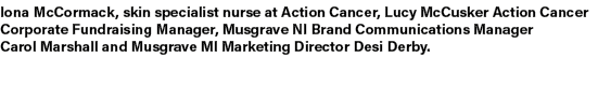 Iona McCormack, skin specialist nurse at Action Cancer, Lucy McCusker Action Cancer Corporate Fundraising Manager, Mu...