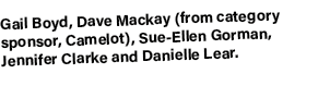 Gail Boyd, Dave Mackay (from category sponsor, Camelot), Sue Ellen Gorman, Jennifer Clarke and Danielle Lear.