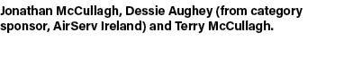 Jonathan McCullagh, Dessie Aughey (from category sponsor, AirServ Ireland) and Terry McCullagh.
