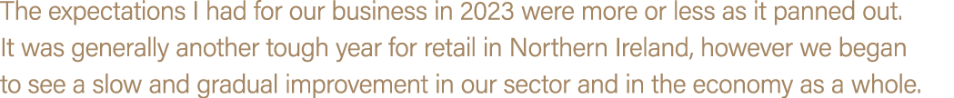The expectations I had for our business in 2023 were more or less as it panned out. It was generally another tough ye...