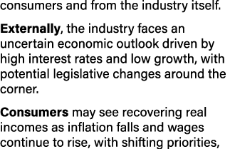 consumers and from the industry itself. Externally, the industry faces an uncertain economic outlook driven by high i...