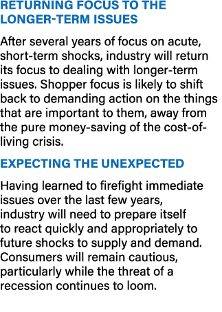 Returning focus to the longer term issues After several years of focus on acute, short term shocks, industry will ret...