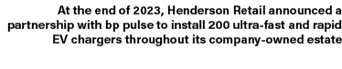 At the end of 2023, Henderson Retail announced a partnership with bp pulse to install 200 ultra fast and rapid EV cha...