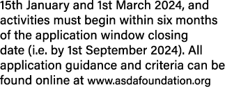 15th January and 1st March 2024, and activities must begin within six months of the application window closing date (...