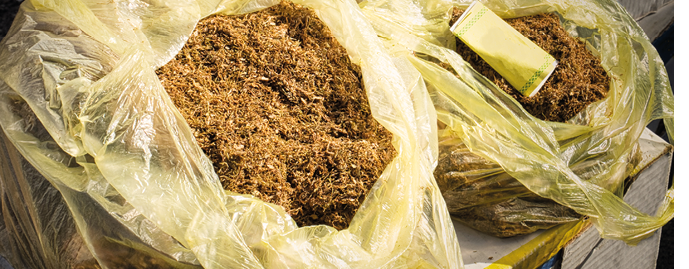 The illegal trade of contraband tobacco on the street market in Konjic, Bosnia and Herzegovina