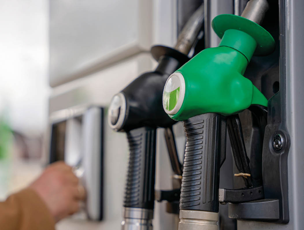 Close up of diesel and petrol fuel pistols at a gas station. The fuel crisis continues and the cost of fuel is going up