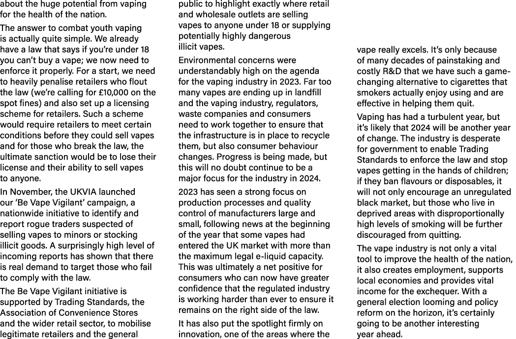 about the huge potential from vaping for the health of the nation. The answer to combat youth vaping is actually quit...