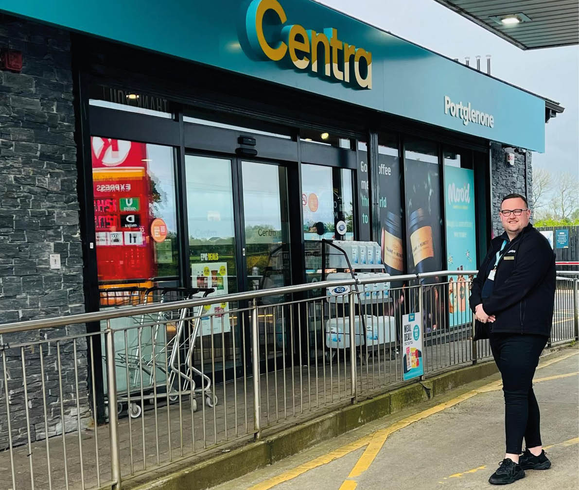 A man is standing outside a store, possibly a gas station or convenience store. AI generated content