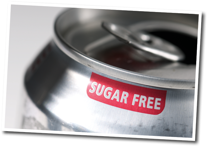 A can of soda is shown with a red sticker that reads “sugar free." AI generated content