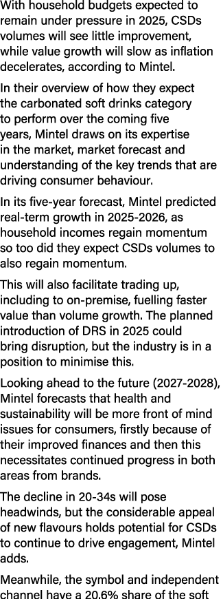 With household budgets expected to remain under pressure in 2025, CSDs volumes will see little improvement, while val...