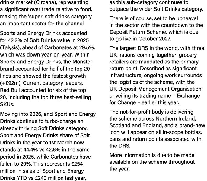 drinks market (Circana), representing a significant over trade relative to food, making the ‘super’ soft drinks categ...