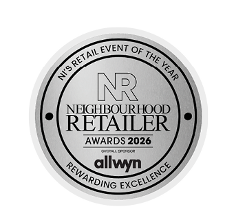 A silver colored award with the words “Neighbourhood Retailer Awards 2026" written on it. Description generated by AI