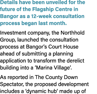 Details have been unveiled for the future of the Flagship Centre in Bangor as a 12 week consultation process began la...