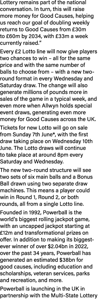 Lottery remains part of the national conversation. In turn, this will raise more money for Good Causes, helping us re...