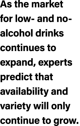As the market for low and no alcohol drinks continues to expand, experts predict that availability and variety will o...
