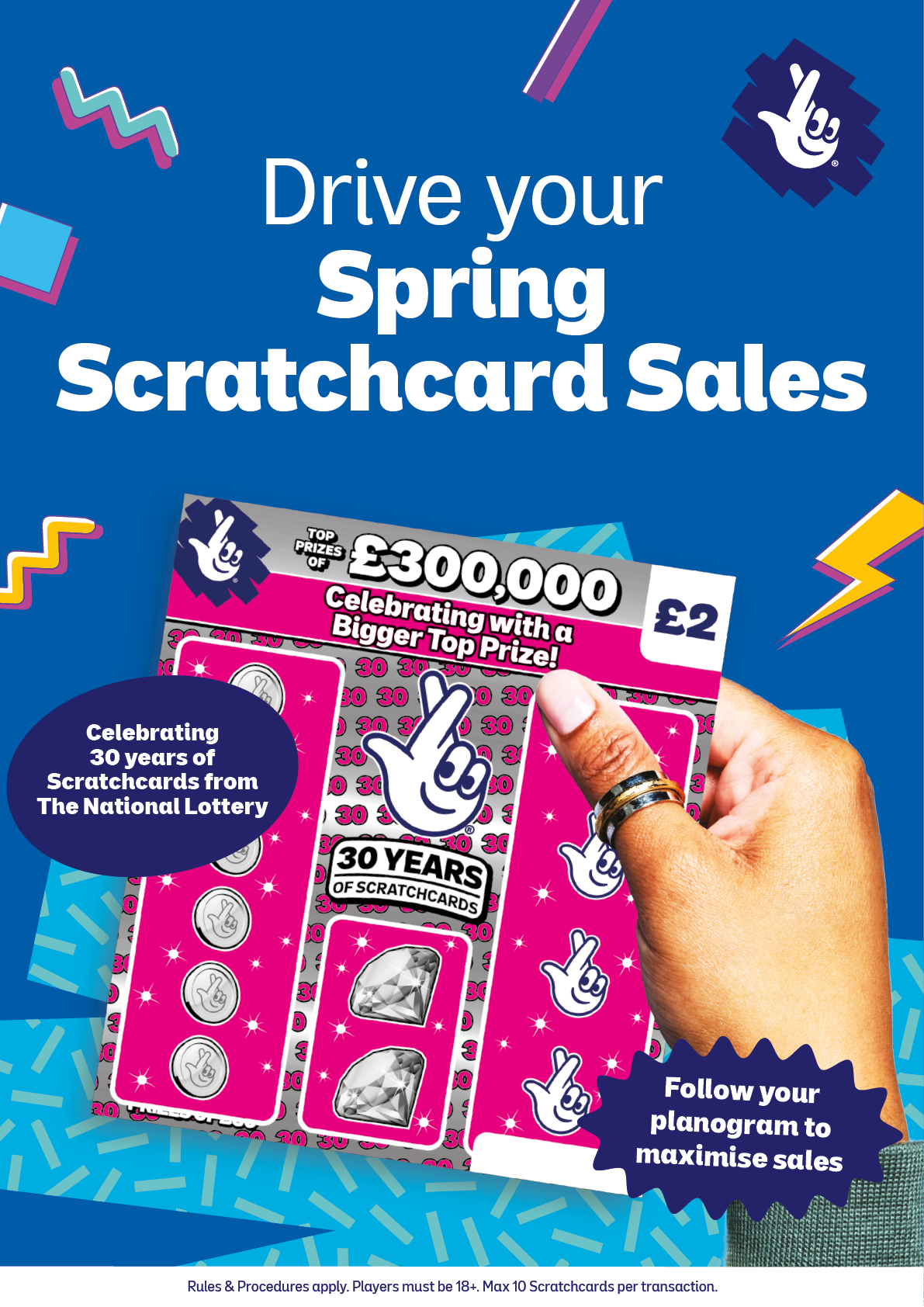 A person is holding a scratch card with a 35,000 pound prize. Description generated by AI