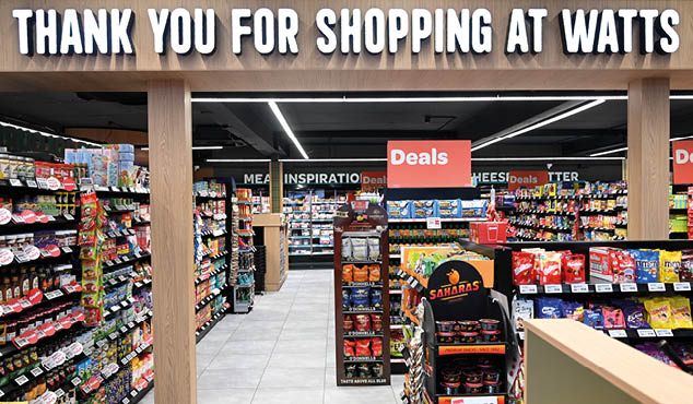 A store with a sign that reads “Thank You for Shopping at Watts." AI generated content