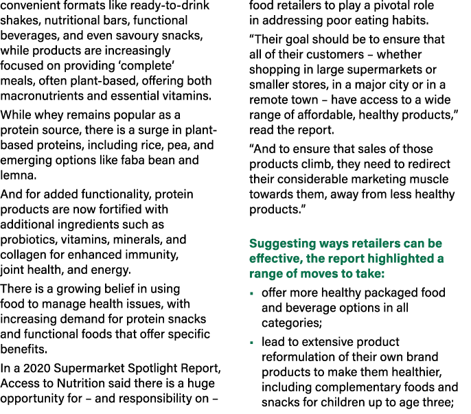 convenient formats like ready to drink shakes, nutritional bars, functional beverages, and even savoury snacks, while...
