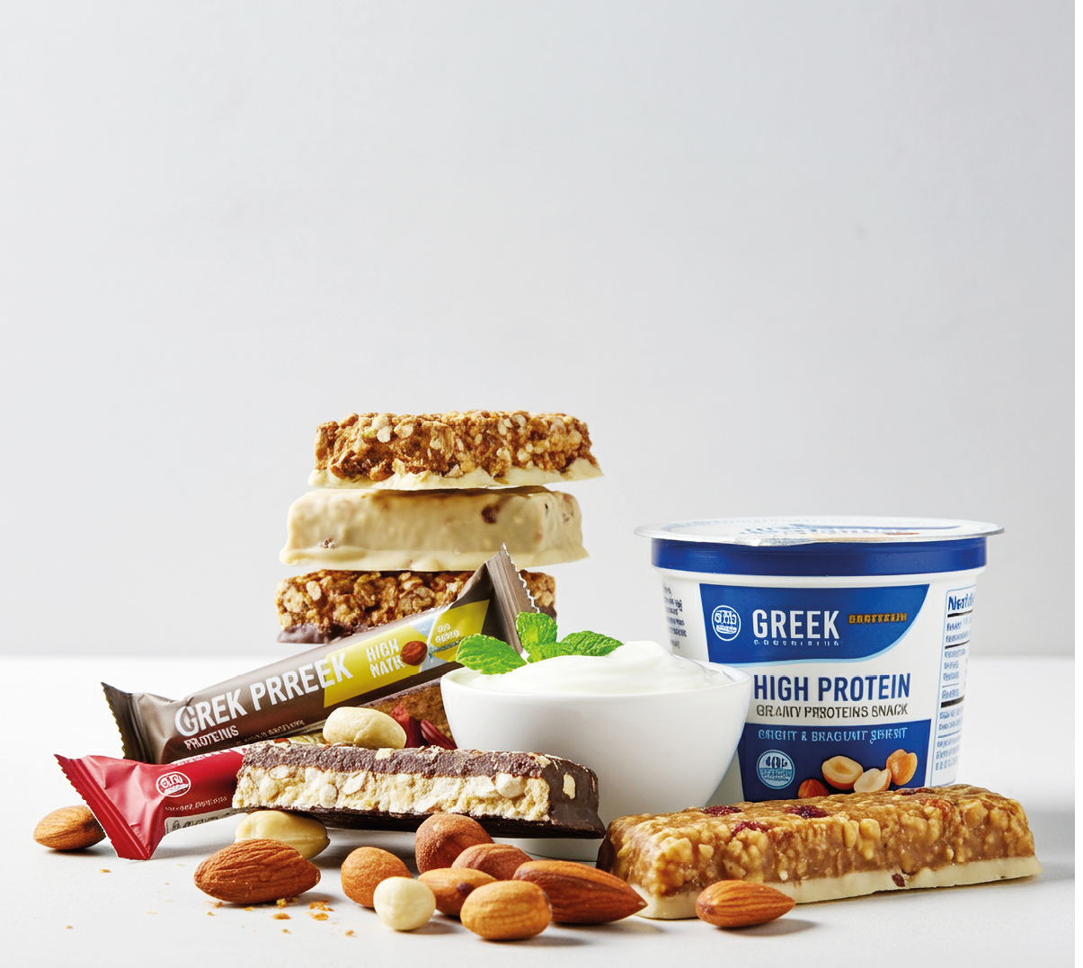 A bowl of yogurt with a spoon in it. Description generated by AI