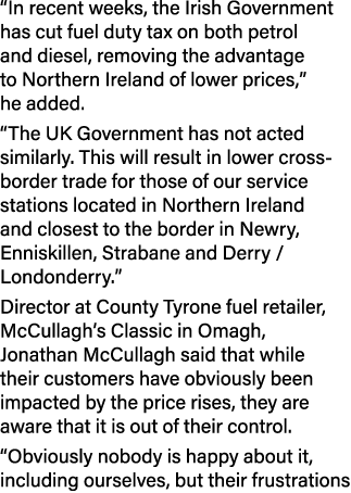 “In recent weeks, the Irish Government has cut fuel duty tax on both petrol and diesel, removing the advantage to Nor...