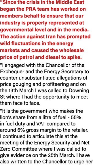 “Since the crisis in the Middle East began the PRA team has worked on members behalf to ensure that our industry is p...
