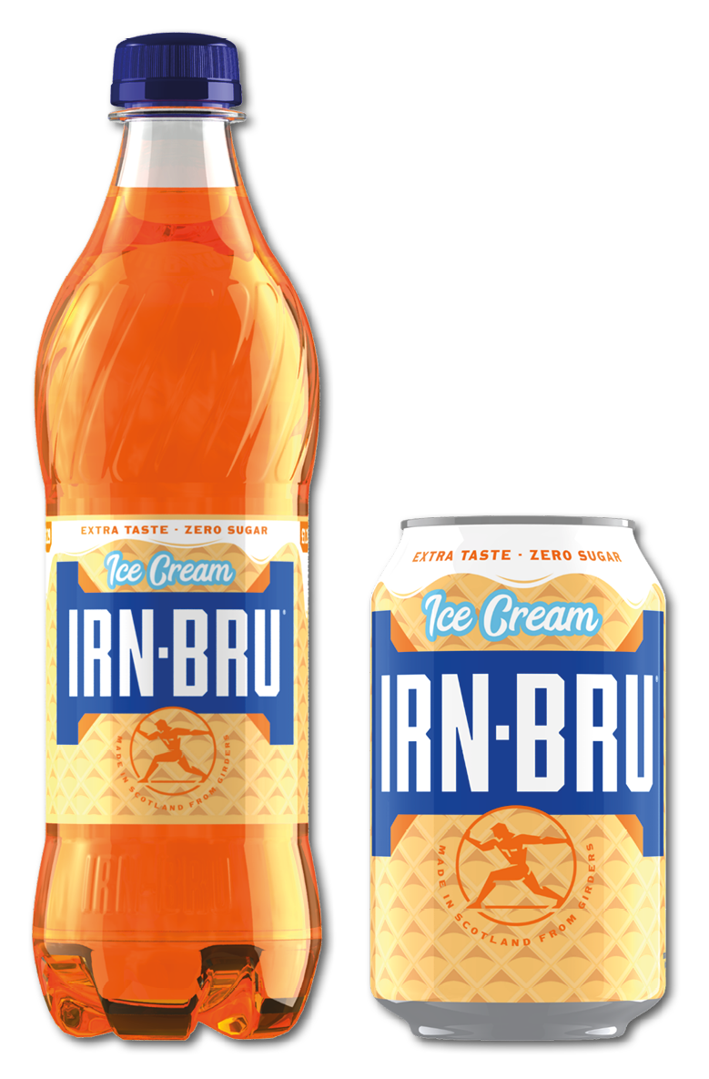 Two bottles of ice cream are on a black background. Description generated by AI