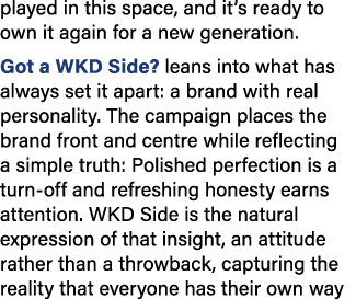 played in this space, and it’s ready to own it again for a new generation. Got a WKD Side? leans into what has always...