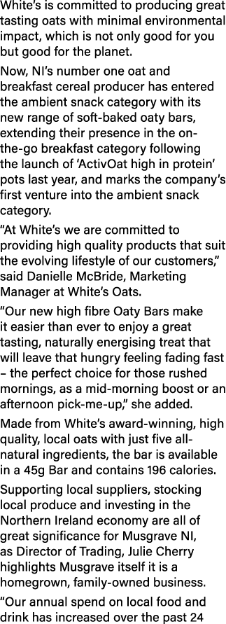White’s is committed to producing great tasting oats with minimal environmental impact, which is not only good for yo...