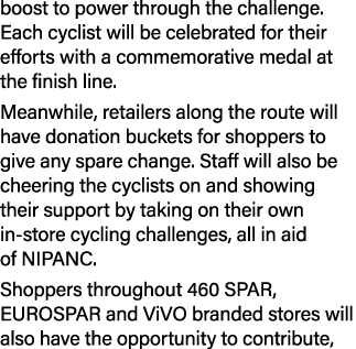 boost to power through the challenge. Each cyclist will be celebrated for their efforts with a commemorative medal at...