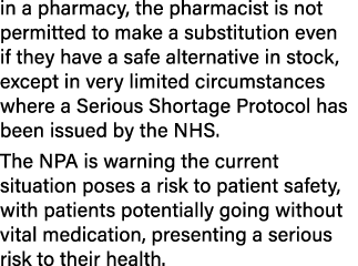 in a pharmacy, the pharmacist is not permitted to make a substitution even if they have a safe alternative in stock, ...