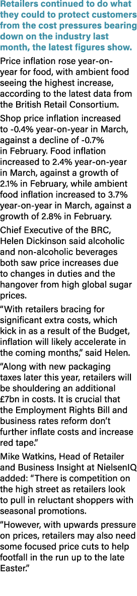 Retailers continued to do what they could to protect customers from the cost pressures bearing down on the industry l...
