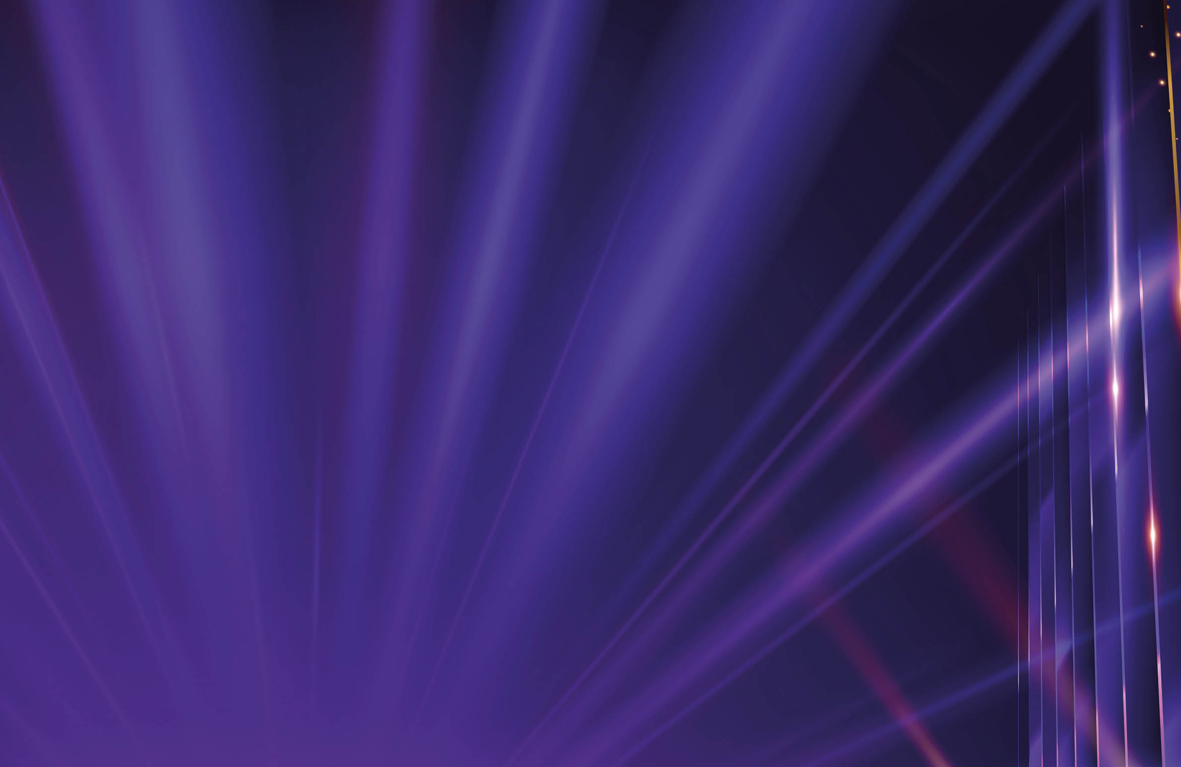 Purple and blue light beams radiate diagonally across a dark background with subtle glowing effects. Description generated by AI
