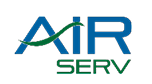 The logo features the word “AIR" in large blue letters with a green swoosh crossing the "A" and the word "SERV" in smaller green letters below. Description generated by AI