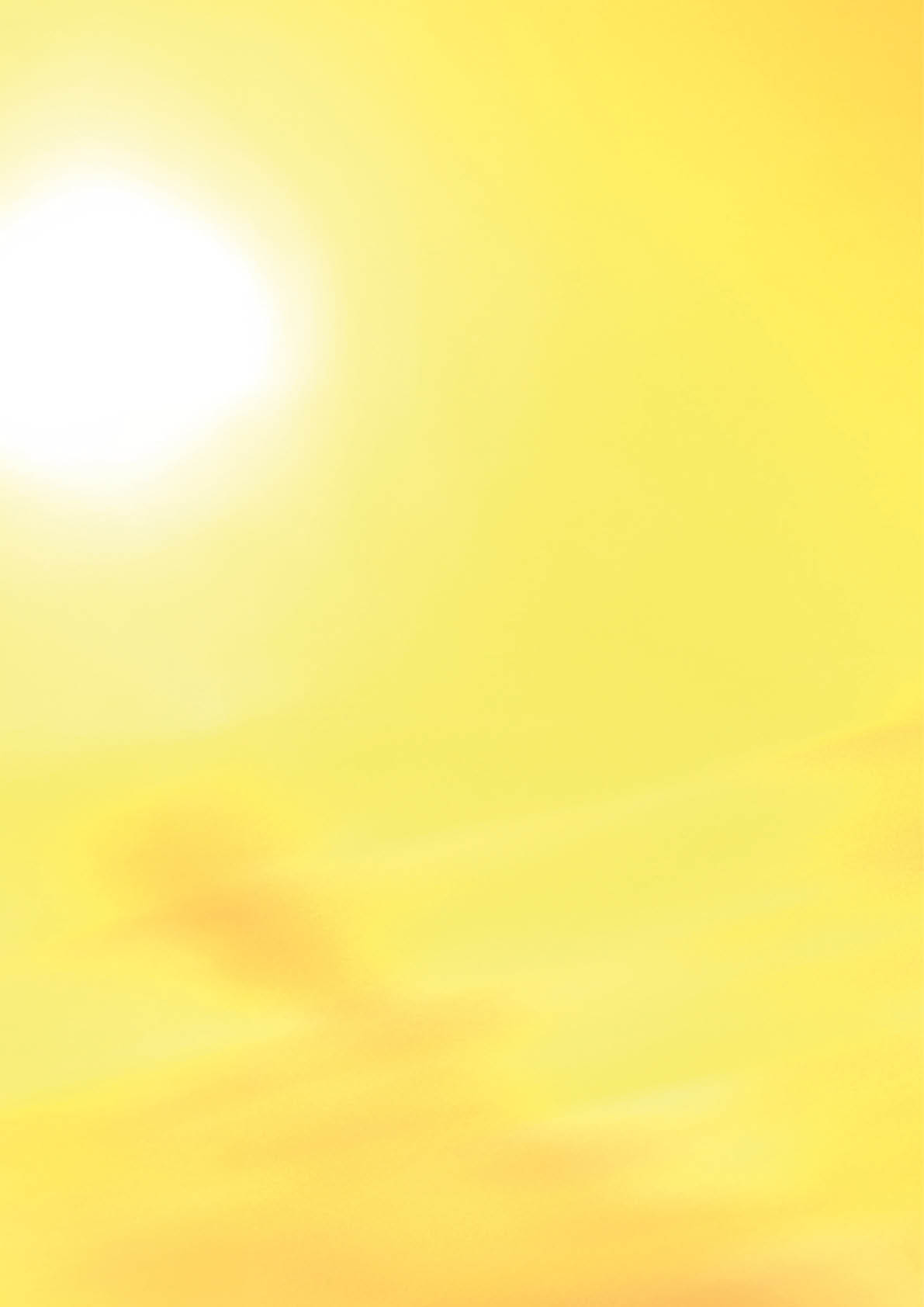 Bright sunlight shines through a yellow-tinted sky with soft, wispy clouds. Description generated by AI