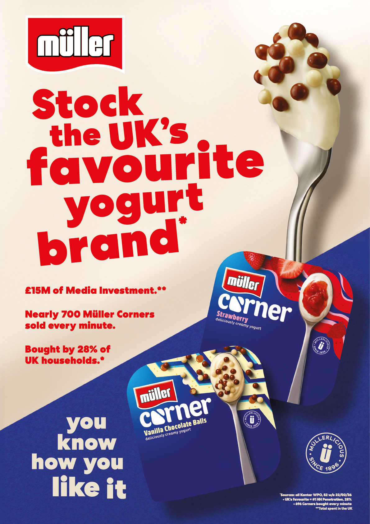 A blue and white advertisement for Carrer yogurt. Description generated by AI