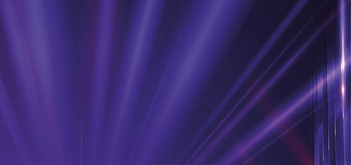 Purple and blue light beams radiate outward against a dark background creating a dynamic and vibrant abstract pattern. Description generated by AI